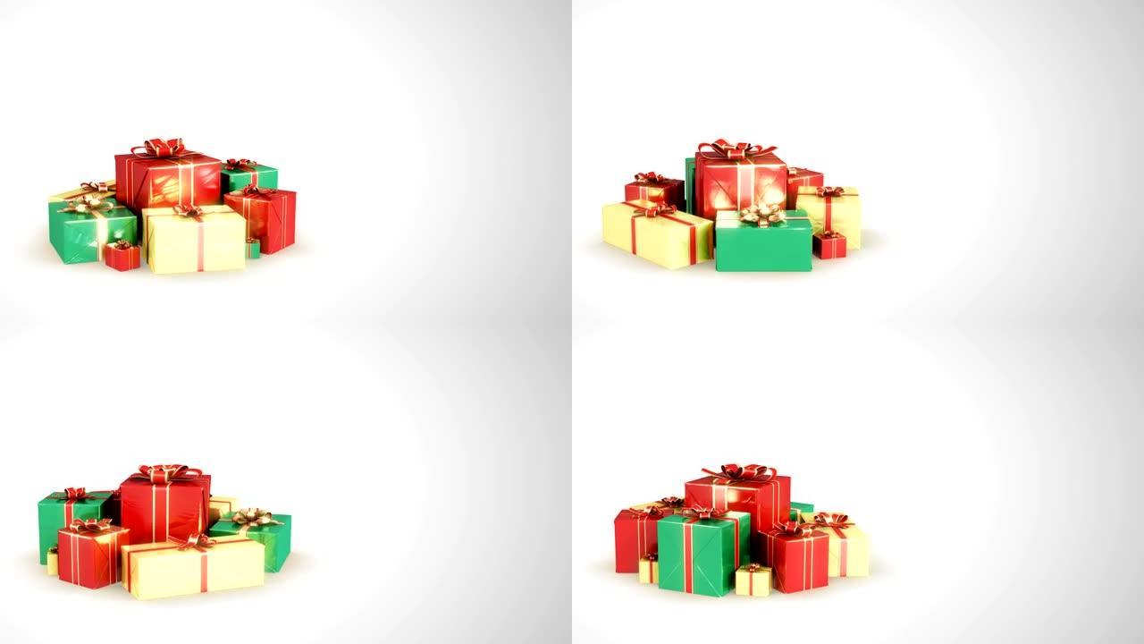 节日礼品盒，可放置您的文字。循环