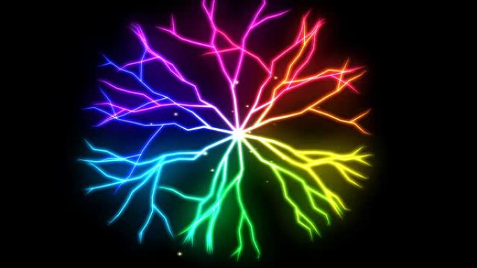抽象的闪电圈，生长的树枝 -- 彩虹