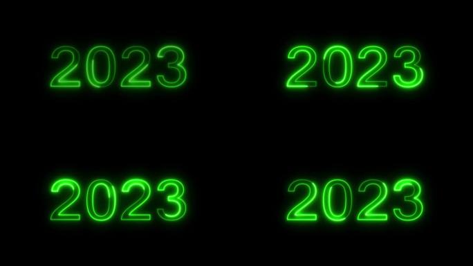4k发光绿色霓虹灯文本2023