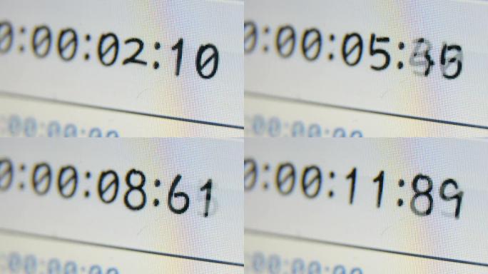 数字秒表计数器显示极端特写
