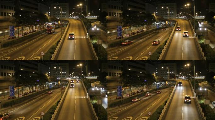 晚上繁忙的香港高速公路