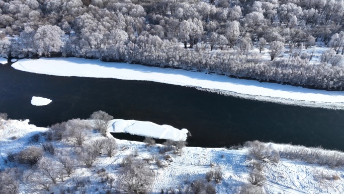 内蒙古雪原扎敦河丛林雾凇