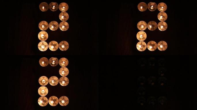 蜡烛制成的数字二
