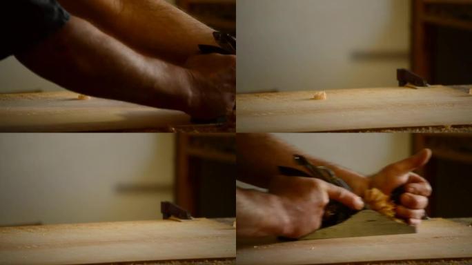 琴师或木工用刨木