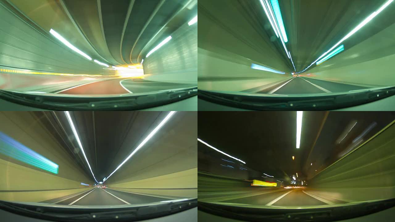 东京高速公路夜间驾驶时间流逝