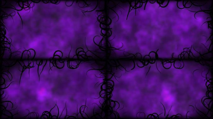 黑色藤蔓边框背景动画-循环紫色