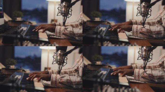 非裔美国人演奏键盘和录制音乐