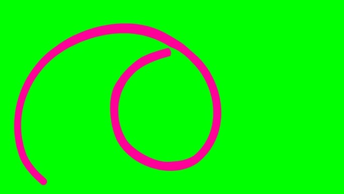 带循环的箭头动画粉色符号。手绘洋红色箭头指向右侧。矢量插图孤立在绿色背景上。