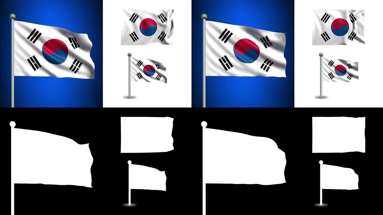 韩国国旗-带阿尔法通道，无缝循环!
