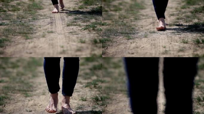 高清: 赤脚人在土壤上行走