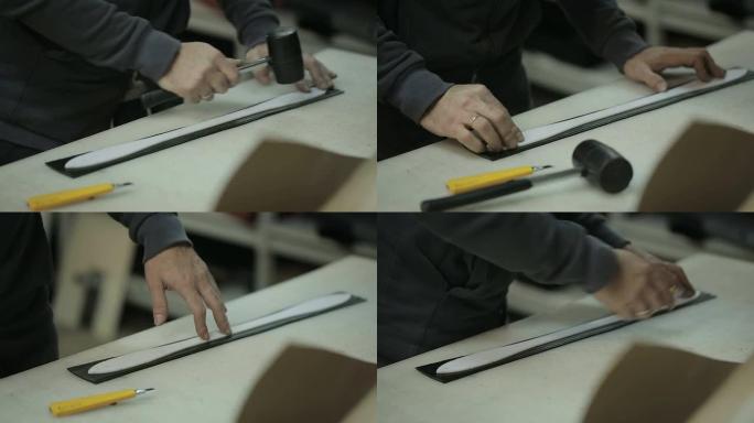 男子割伤皮肤以生产女式手袋