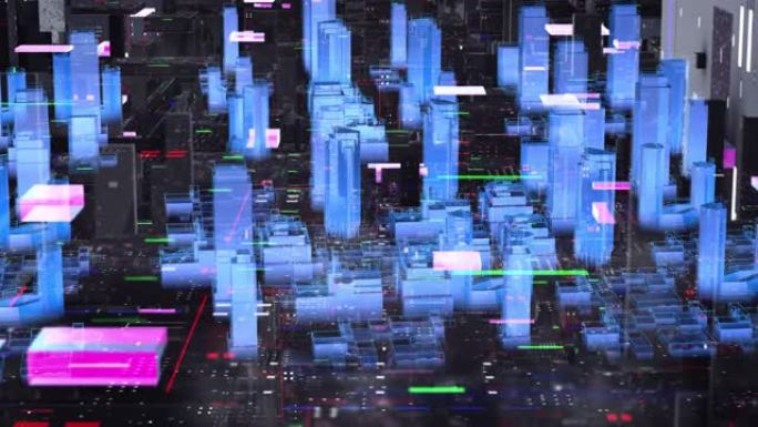 数字抽象城市背景建筑光线发展