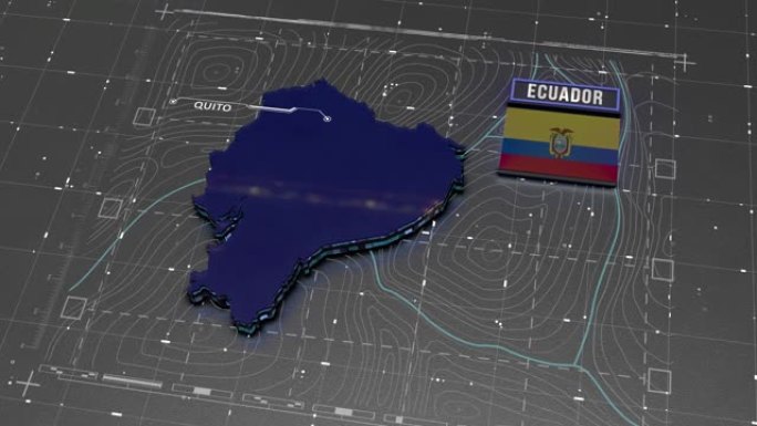 厄瓜多尔地图数字背景循环4k