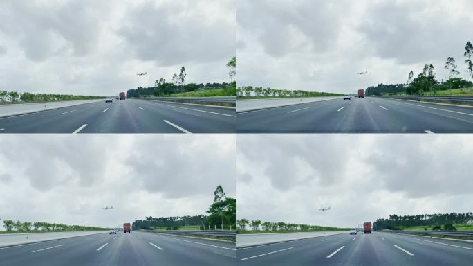 飞机从公路上飞过视频画面