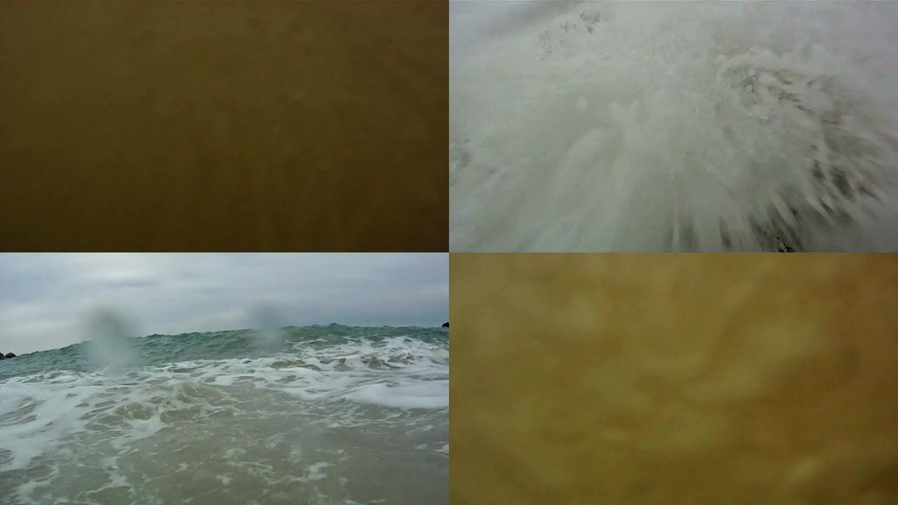 热带沙滩上的海浪锋面