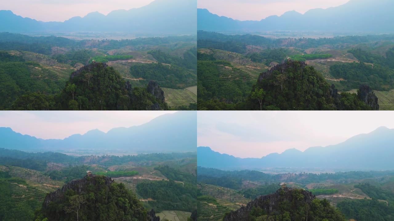 喀斯特山和山谷的鸟瞰图