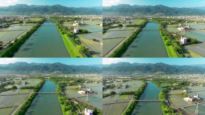 台湾东山河鸟瞰图。