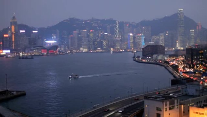 香港海港及夜间天际线
