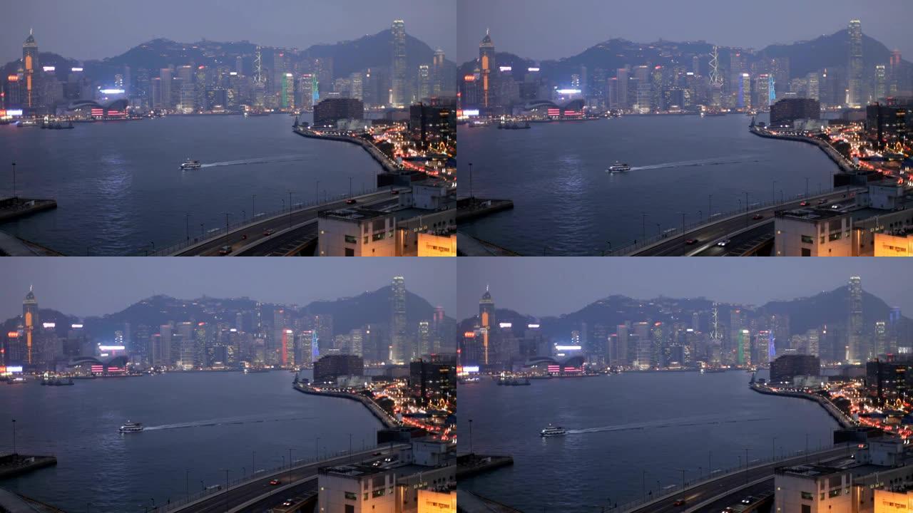 香港海港及夜间天际线