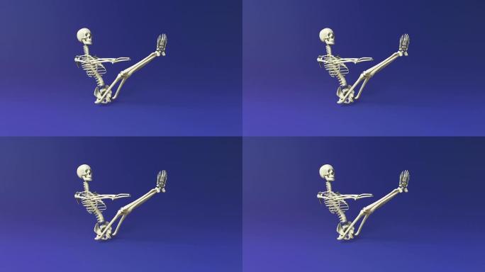 人体骨骼的瑜伽漂浮船姿势