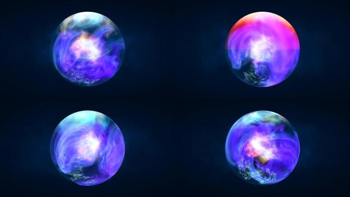 抽象球球行星虹彩能量透明玻璃能量抽象背景。视频4k，60 fps