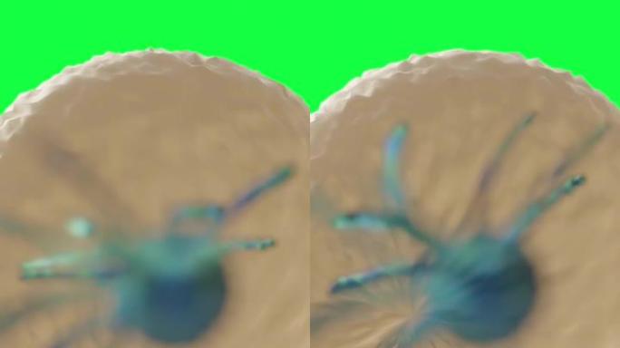 垂直视频-绿屏上癌细胞的3d动画