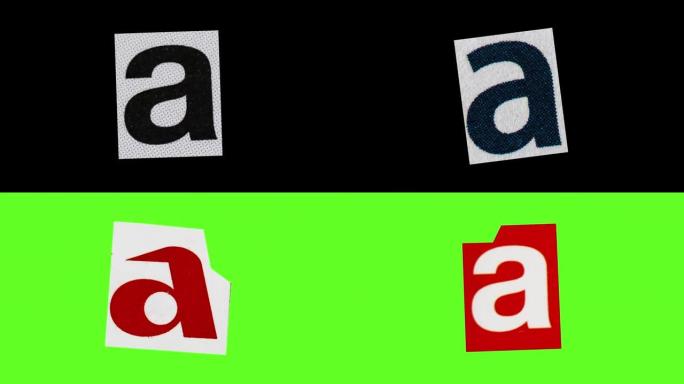 透明背景 (阿尔法通道) 和绿色屏幕上的字母赎金笔记动画剪纸运动图形视频