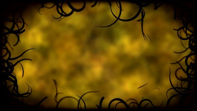 黑色藤蔓边框背景动画-黄色循环