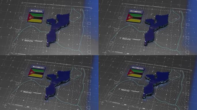 莫桑比克地图数字背景循环4k