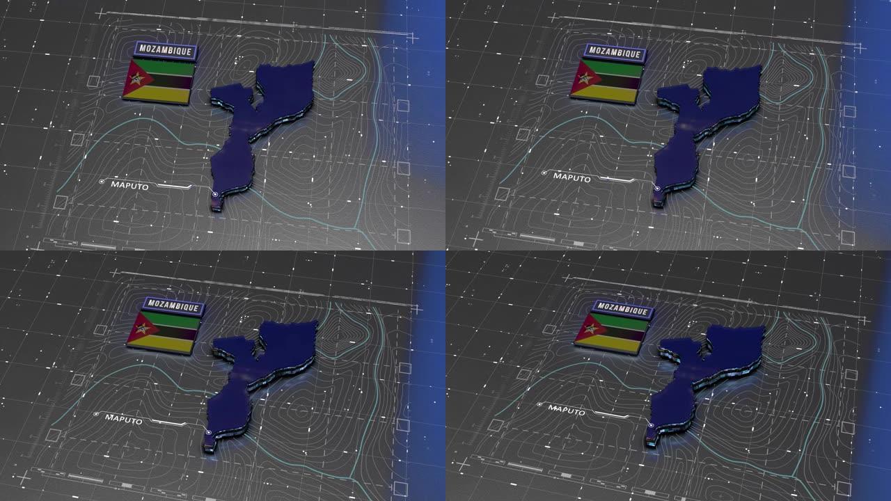 莫桑比克地图数字背景循环4k