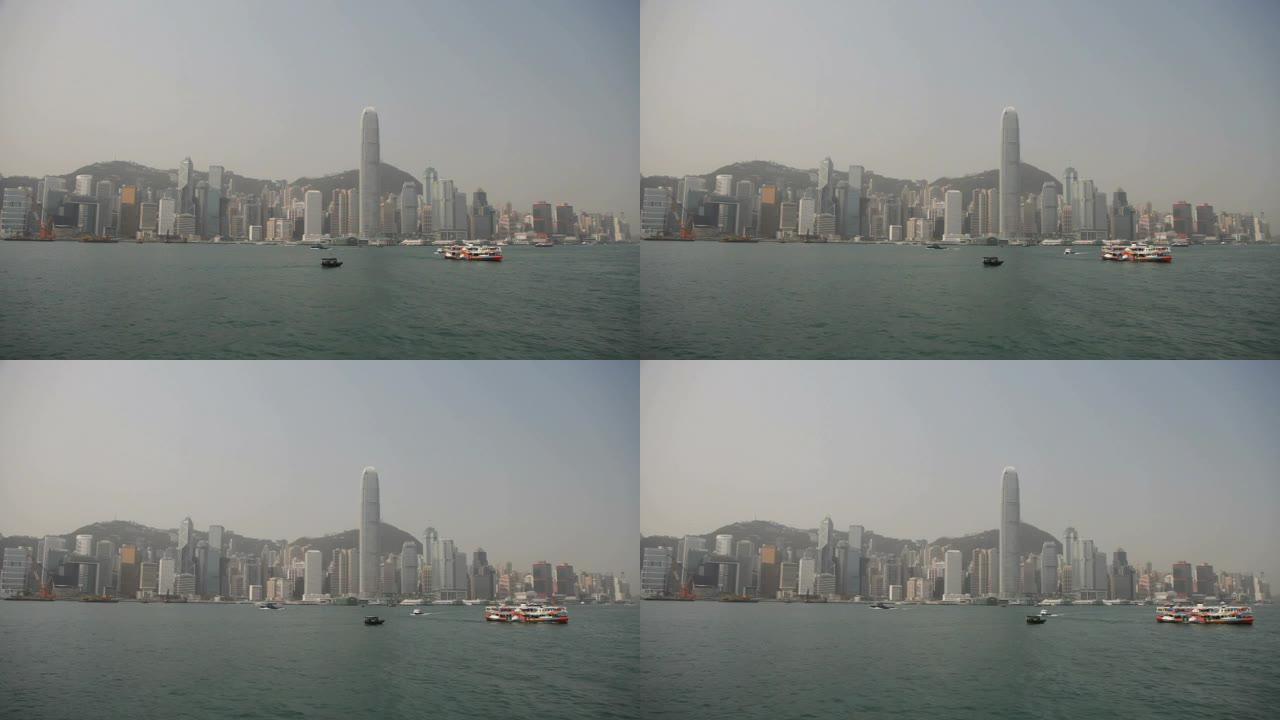 九龙烟雾弥漫的香港天际线
