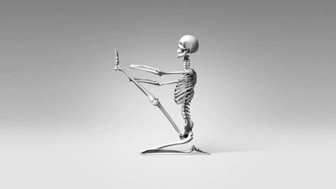 人体骨骼的瑜伽苍鹭姿势