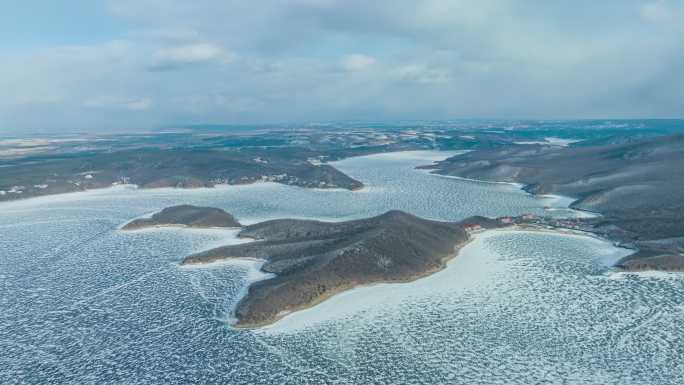 原创 冬季牡丹江镜泊湖自然风光航拍延时