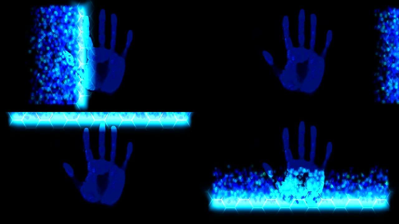 手动扫描仪手印指纹手掌密码标识蓝色