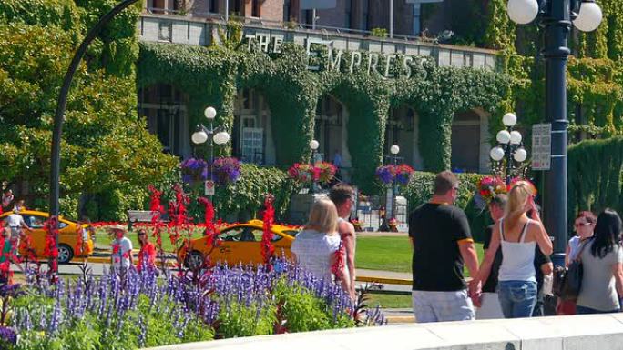 维多利亚城鲜花市中心，游客和皇后酒店立面