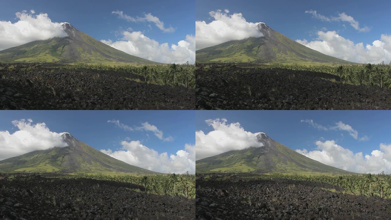 带有旧熔岩流的马永火山，菲律宾黎牙实比