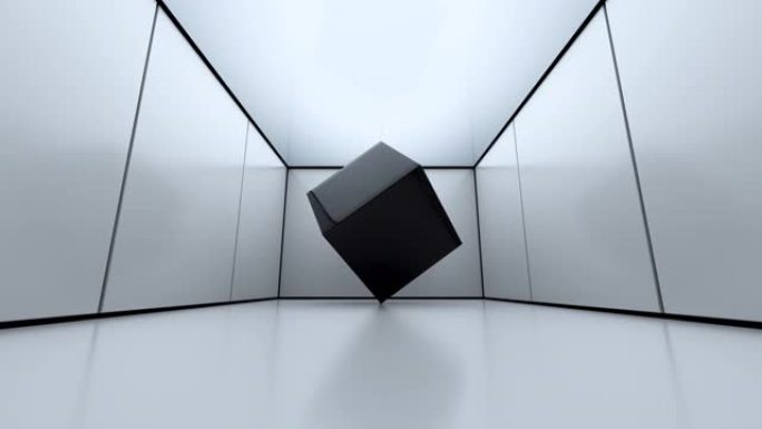 抽象3D白色房间黑魔方
