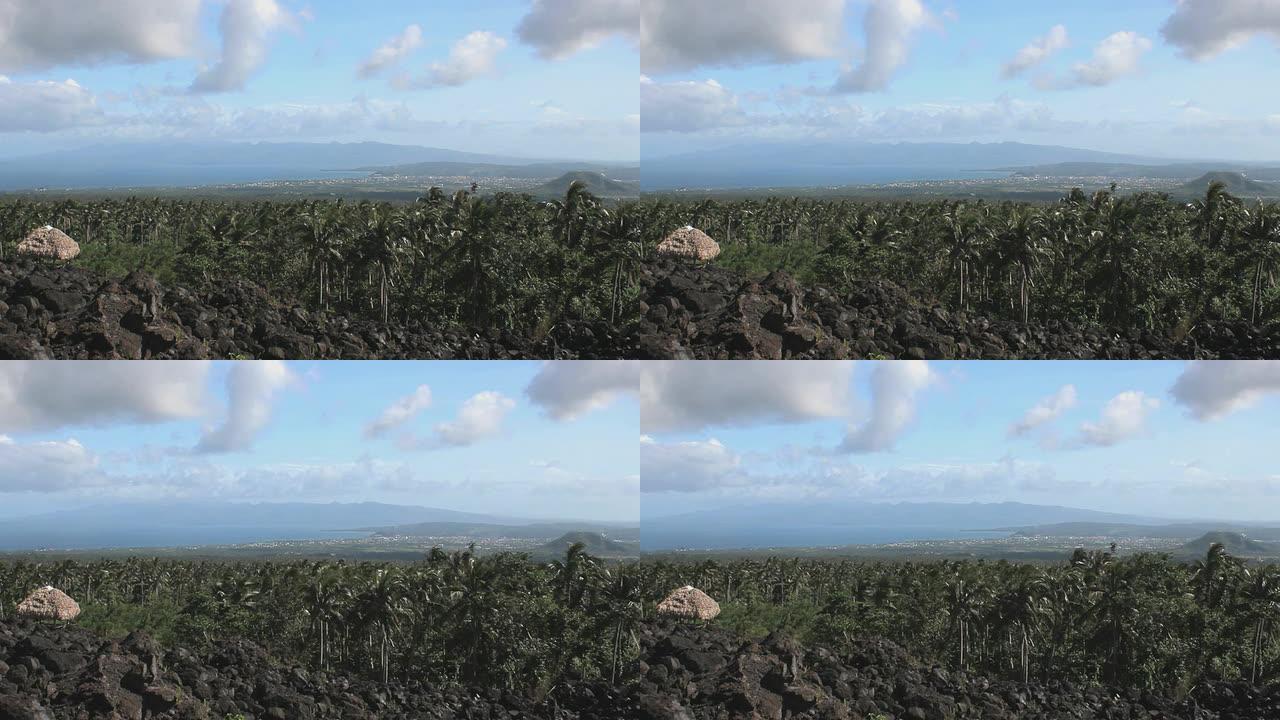 从菲律宾黎牙实皮马永火山拍摄的莱加普西城市景观
