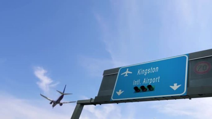 飞机飞越金斯敦机场标志