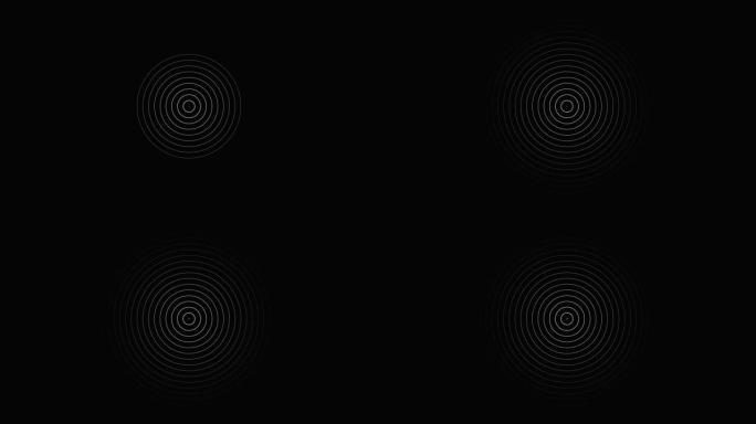 黑色运动背景上的几何太多明亮的圆圈。