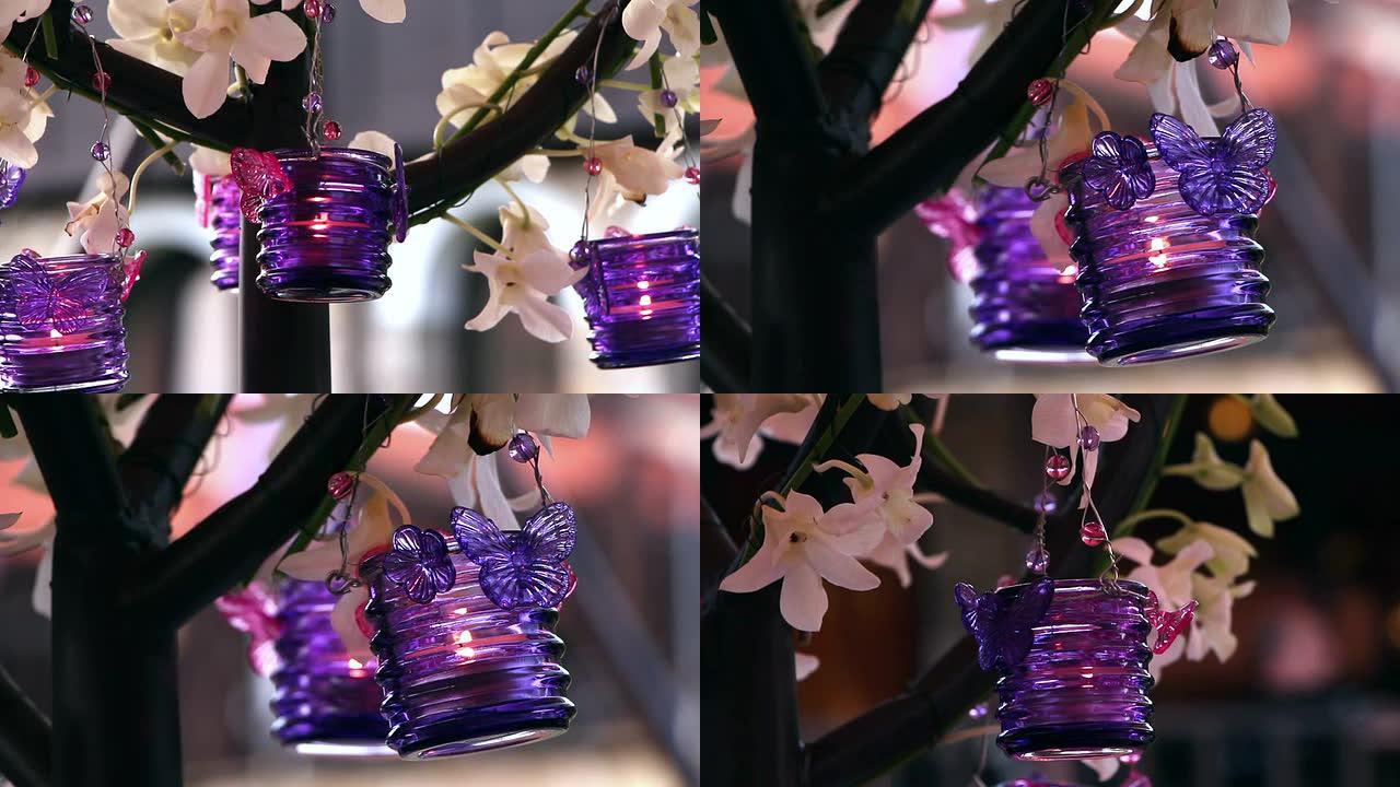 紫色蜡烛婚礼装饰