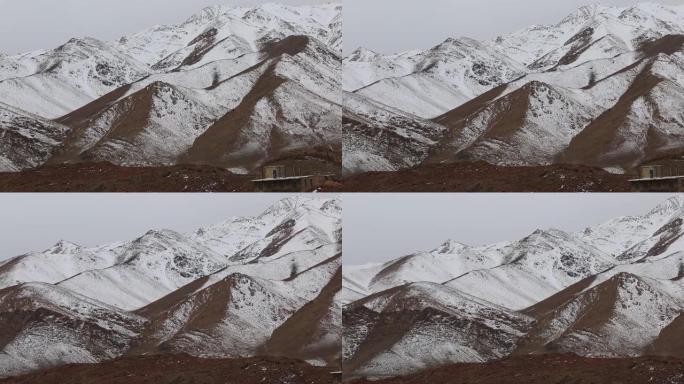 Karkas谷，伊朗的冬季3,899米海拔高，积雪覆盖。