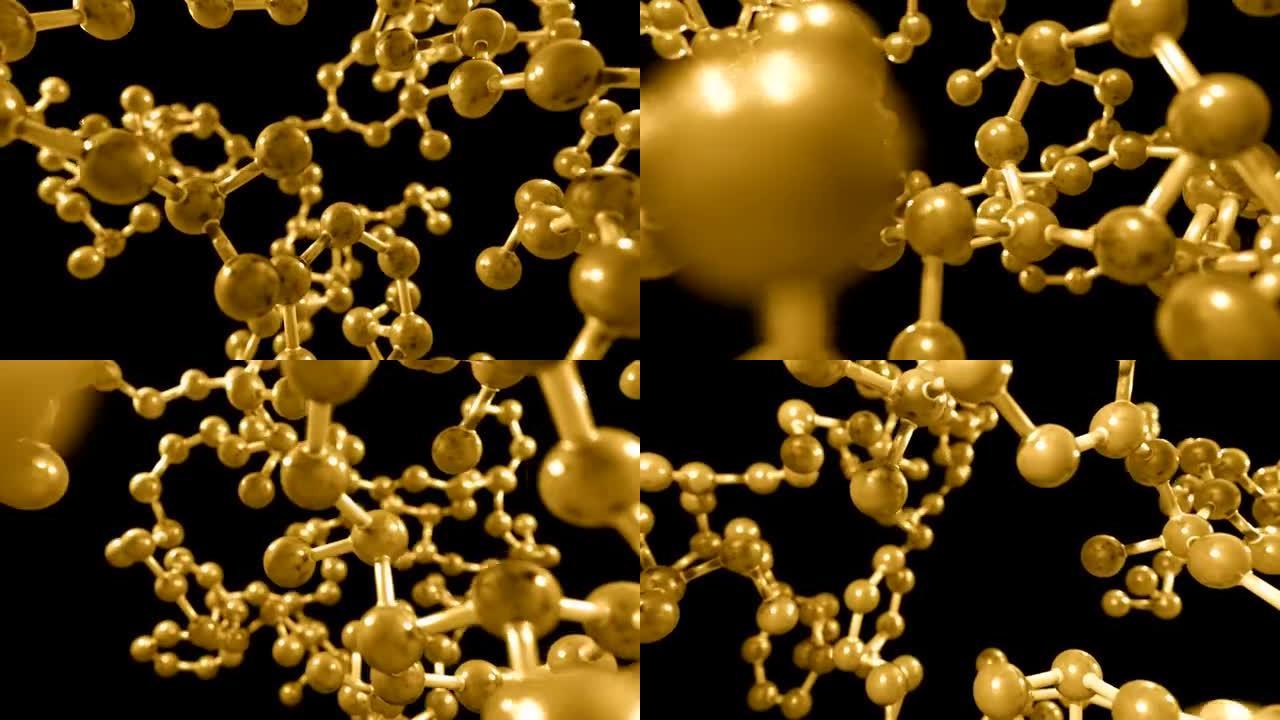分子球和棒模型飞越原子化学生物科学技术