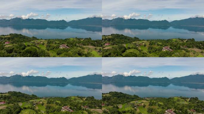 曼尼瑙山湖的鸟瞰图。印度尼西亚苏门答腊。