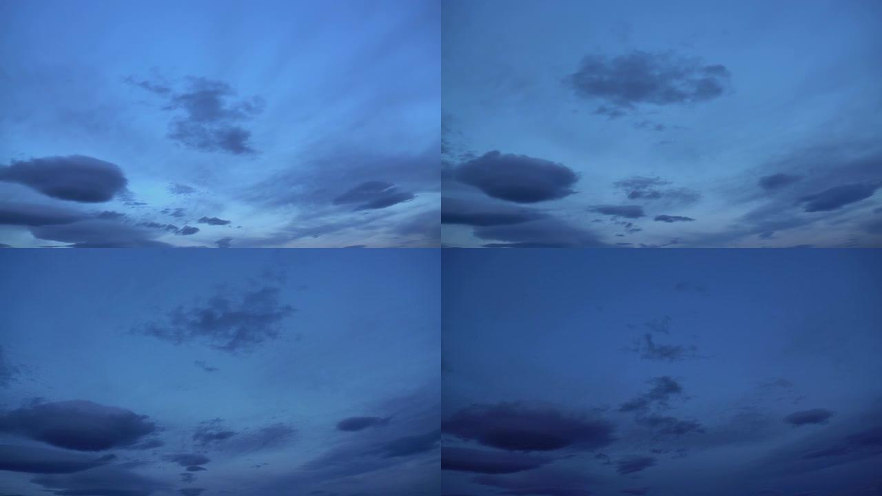 蓝天上美丽的夜云时间流逝