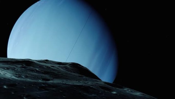在海王星月球上进行太空飞行，看到海王星