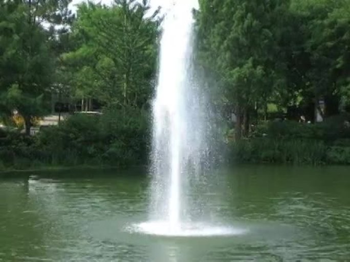 公园里的喷泉慢速变焦 (高清链接 _ 下图)