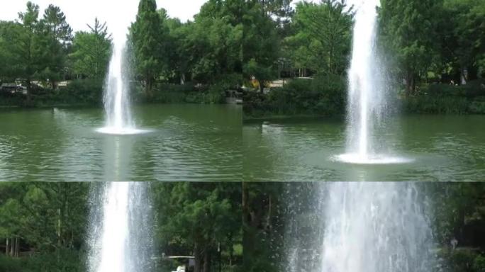 公园里的喷泉慢速变焦 (高清链接 _ 下图)