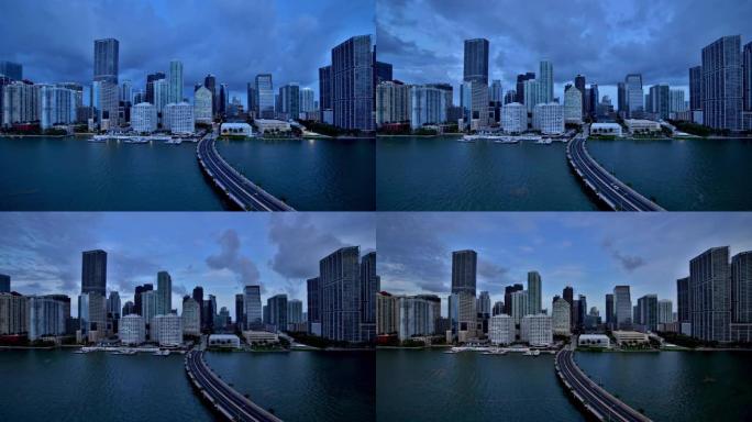 佛罗里达州迈阿密城市延时现代化都市天机线