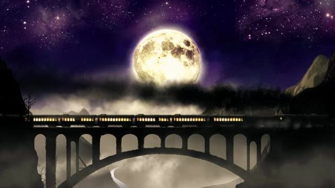 山桥上的夜车高清
